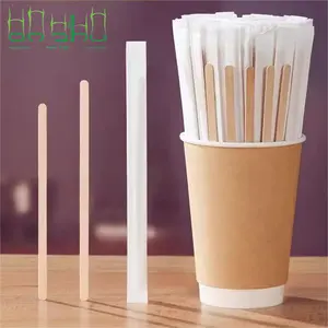 Eco Friendly Food Grade 140mm 190mm Bamboo Wooden Tea Coffee Stirrer Sticks