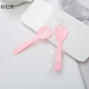 Ensemble de couverts jetables en plastique rose pour gâteaux, desserts et pâtisseries - Product Image 1