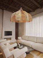 Lustre en rotin fait main d'Asie du Sud-Est japonaise pour hôtel, restaurant, salon, salon de thé, pour la décoration intérieure