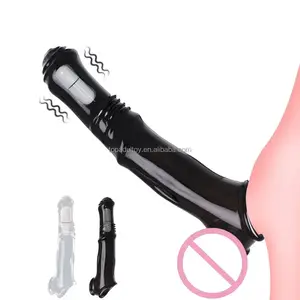 TPE Material Sleeve Extender Penis Enlargement Delay Ejaculation Dildo Reusable Comdom
