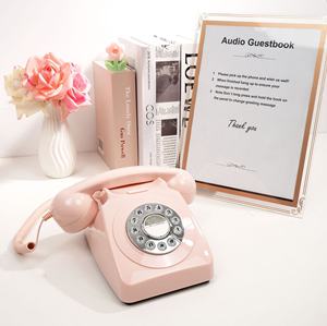 <span class=keywords><strong>Téléphone</strong></span> <span class=keywords><strong>fixe</strong></span> compact rose, livre d'or <span class=keywords><strong>vintage</strong></span>, <span class=keywords><strong>téléphone</strong></span> filaire audio pour produits décoratifs - Product Image 5