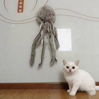 Jouet pour chat en vraie fourrure de lapin personnalisé, tête d'octopus, queue longue, pour chats, chiens, souris, jouet en peluche doux en fourrure de lapin pour animaux de compagnie