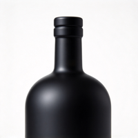 Ensemble de verres transparents, glaçons liquides ambrés et bouteille en verre noir pour la dégustation de whisky, utilisation en bar, emballage cadeau et présentoir de gros