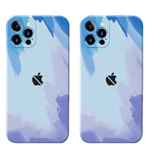 Capa de aquarela de silicone líquido, para iphone 11, 11, capa colorida de arco-íris, para iphone 11, venda imperdível