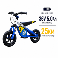 Moto électrique tout-terrain HUS pour enfants, 12 pouces, batterie lithium 36V, cadre en aluminium, frein hydraulique, pneus résistants à l'usure, 75 kg, 3-6 ans