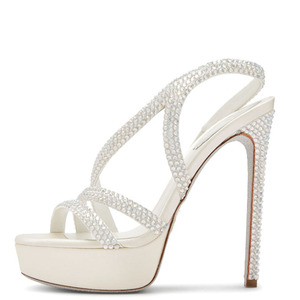 Sandales à plateforme pour femmes avec lanières en strass, talons aiguilles, sexy, ornées de cristaux, à bout ouvert - Product Image 3