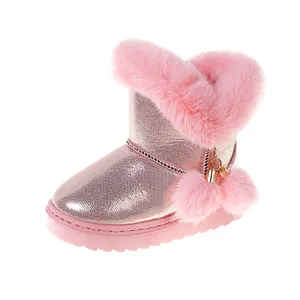 儿童雪地靴防水轻质保暖室内冬季批发新款设计羽绒布儿童休闲鞋靴