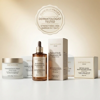 Kit de resurfaçage corporel au rétinol fermenté et AHA, marque privée, comprenant : Gommage corporel exfoliant, Huile de soin et Crème aux céramides