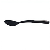 Cuillère de cuisine noire, durable, antidérapante, écologique, mini, portable, antiadhésive, compatible lave-vaisselle, légère et robuste pour la cuisson