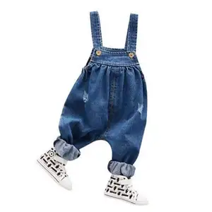 Little Girls Cute Suspenders Blue Jeans Loose for Children Summer T-shirt Perfect Match Pants