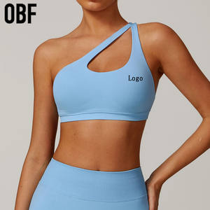 Soutien-gorge de sport à épaule unique pour femmes exercice sangle gauche soutien-gorge de Yoga mignon soutien moyen haut coupé confortable et respirant - Product Image 1