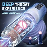 Stimulateur de masturbation masculin efficace avec masseur de testicules vibrant, écran LED et godet pour jeux de rôle