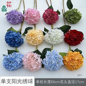 Hydrangea Silk <b>Flower</b> Single Branch Realistic Wedding Decoration <b>Artificial</b> <b>Flowers</b> for Banquet Hall - Product Image 2