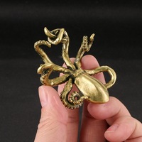 Figurine de poulpe antique en laiton, 1 pièce, pour décoration de table, figurine de poulpe en cuivre, accessoires pour cadeau, vente en gros