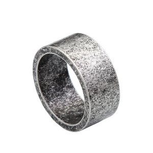 yunnique Minimalist Retro <b>Titanium</b> Steel <b>Ring</b> Distressed Finish Wedding Band For Men And Women - Product Image 5