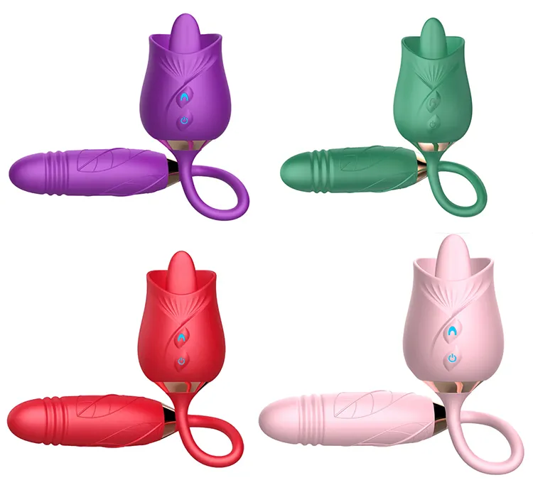 Amazon Hot Sale Adult Rose Sex Toy Sucking Vibrating Egg Clit Suck Toy 2 in 1 Female Rose Extended Vibrator