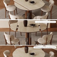 Massivholz Teleskop-Klapptisch Quarz-Uhr Induktionskochfeld Steinplatte-Oberfläche - Modern Luxuriös Hochwertig für Kleine Räume
