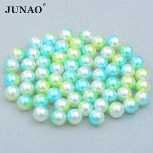JUNAO-perlas de plástico redondas de imitación para ropa, perlas de Color dorado de 3mm, 5mm, 8mm, 10mm y 12mm, venta al por mayor - Product Image 5