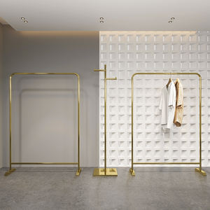 Espositore da Terra per Boutique di Abbigliamento Femminile, Stand in Acciaio Inox Dorato, Speciale Espositore a Isola per Abiti - Product Image 2