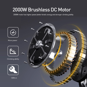 Potente Motocicleta Eléctrica para Subir Colinas, 2000W, 74V, Baterías Dobles de 28Ah, Alcance de 100km, Alto Torque, Alta Velocidad en Ciudad - Product Image 4