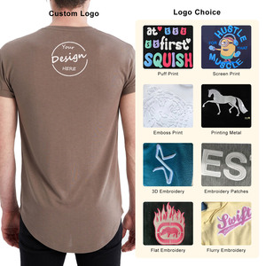 OEM al por mayor de los hombres de 100% algodón camiseta redonda Scoop parte inferior con dobladillo curvo Puff impresión 180 GSM verano Modal para el verano - Product Image 2