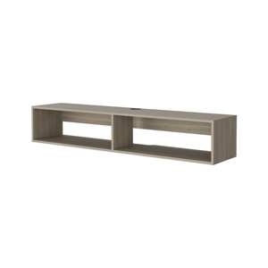 Estante Flotante para TV en Melamina con Dos Estantes, Estante de Pared en Roble Blanco - Product Image 4