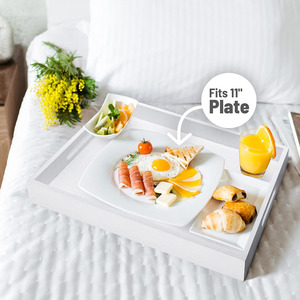 Vassoio di servizio in legno con manici in legno rettangolo decorazione ottomana vassoio di vanità per colazione bevande cucina pranzo soggiorno - Product Image 3