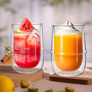 Prêt à expédier 330ml 11oz gobelet isolé en borosilicate tasse en <span class=keywords><strong>verre</strong></span> à double paroi 2 pièces ou 4 pièces par boîte pour verres - Product Image 5