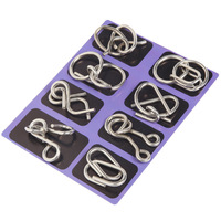 IQ Toys, Metal IQ Puzzle Set de 8, IQ Test Mind Game Toys Casse-tête en fil métallique Puzzles Magic Trick Toy