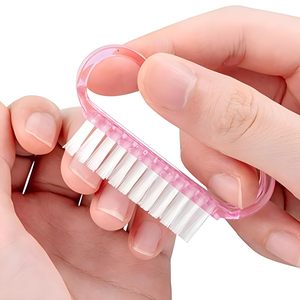 Soft Flat Hair Nail <b>Brush</b> Plastic UV Gel <b>Dust</b> Remover Painting Drawing Liner Manicure Tool for Acrylic Nail Art Design Salon - Product Image 3