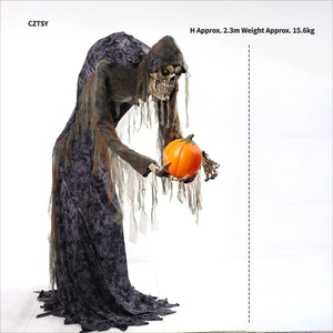 Calabaza <span class=keywords><strong>Esqueleto</strong></span> Grande con Inducción Eléctrica, Decoración de Halloween Animada para Interiores y Exteriores, Terrorífica, de Zombi, Animatrónica - Product Image 3