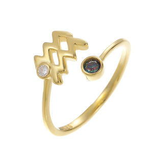 Vente chaude S925 Argent Zodiac <span class=keywords><strong>Horoscope</strong></span> Anneau Rhodium Plaqué Taille Ouverte En Gros Prêt Navire pour Mariage ou Fête - Product Image 1
