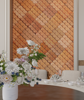 Carrelage en argile frittée motif écaille de poisson et pièce de monnaie en cuivre, motif brique rouge, ignifuge et imperméable pour la décoration murale et de sol
