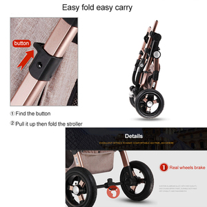 China En1888 Folding Travel Baby Carriage 4 in 1 Leather Pushchair Poussette Kinderwagen Luxury <strong>Pram</strong> 3 in 1 Stroller for Baby - Product Image 3