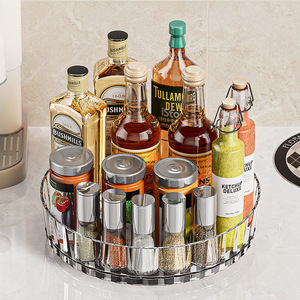 <b>Rotating</b> <b>Storage</b> <b>Rack</b> Kitchen Turntable Transparent Condiment Bottle Holder Multi Function Lazy Susan 6-7.9in Height - Product Image 1