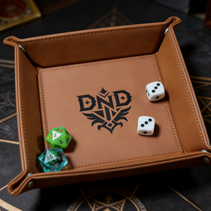 Tapis de jeu de dés DND en cuir PU personnalisable au laser avec logo, 2-en-1, plateau de <span class=keywords><strong>rangement</strong></span> portable pour accessoires de jeu de rôle pour joueurs - Product Image 1