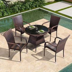 Ensemble <span class=keywords><strong>de</strong></span> table et chaises <span class=keywords><strong>de</strong></span> salle <span class=keywords><strong>à</strong></span> manger en acier et rotin PE, empilables, pour extérieur, hôtel, villa, patio, <span class=keywords><strong>jardin</strong></span> - <span class=keywords><strong>Prix</strong></span> <span class=keywords><strong>de</strong></span> gros - Product Image 5