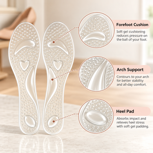 Inserti in Gel <span class=keywords><strong>per</strong></span> Tacchi Alti da Donna, Cuscinetti Comfort 3/4 Autoadesivi con Supporto <span class=keywords><strong>per</strong></span> Arco Plantare, <span class=keywords><strong>per</strong></span> Piedi Piatti e Sollievo dal Dolore al Piede - Product Image 3