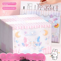 Sac de rangement pour fichiers A4, fille de dessin animé mignonne, transparent, dossier simple, organisateur de papeterie, matériau PP pour documents scolaires