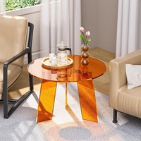 En stock, meubles de salon modernes, tables basses en acrylique, bureau d'appoint, forme ronde, carrée, irrégulière, pour balcon, bureau et extérieur