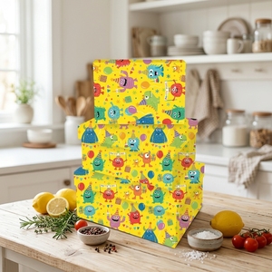 3 stuks rechthoekige papieren geschenkdoos kleurrijke cartoon monster print kartonnen doos voor kinderen verjaardagsfeestje geschenkverpakking - Product Image 4