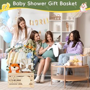 Neues Design Großer hölzerner Babyparty-Kisten schrank, anpassbarer Baby party korb mit Griff und Girlande - Product Image 5