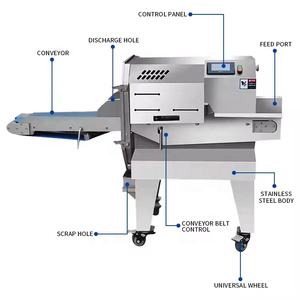 Vente directe d'usine, <span class=keywords><strong>trancheuse</strong></span> <span class=keywords><strong>à</strong></span> viande cuite en acier inoxydable, 500-800 kg/h, pour l'industrie de <span class=keywords><strong>la</strong></span> restauration rapide, les supermarchés, les grandes cantines - Product Image 1