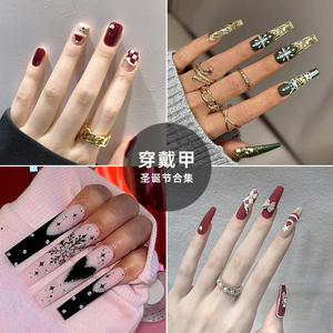 24 Uds <span class=keywords><strong>precio</strong></span> de fábrica al por mayor ABS ataúd largo Navidad uñas artificiales cubierta completa nieve uñas postizas <span class=keywords><strong>puntas</strong></span> - Product Image 2