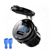 Chargeur de voiture USB-C 12V 24V à charge rapide, étanche, PD20W QC3.0 avec voltmètre et interrupteur pour camion, bateau, camping-car