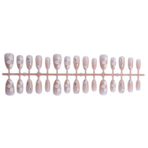 30 Piezas de Uñas Postizas Pre-Diseñadas <span class=keywords><strong>con</strong></span> Código Numérico, Uñas Postizas Blancas Francesas <span class=keywords><strong>con</strong></span> <span class=keywords><strong>Flores</strong></span> Tridimensionales 3D - Product Image 5