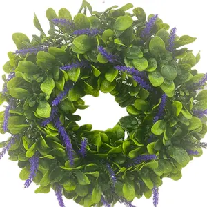 Great Look Artificial Green Leaves With Lavender Wreath Purple Flowers for Window Wall Wedding Decor