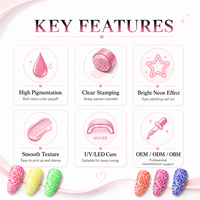 Gel de stamping pour ongles couleur néon 2 en 1, gel de peinture UV LED, gel de nail art à retirer par trempage pour manucure en salon 8ml
