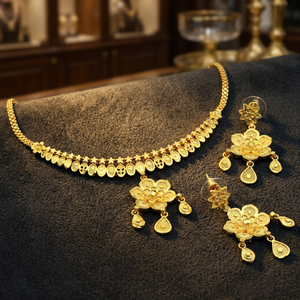 Collares Cortos de Latón Chapado en Oro de 14K, 18K y 24K al por Mayor, Conjunto de Joyería de Moda, Collares con Diseño Floral Tradicional - Product Image 2