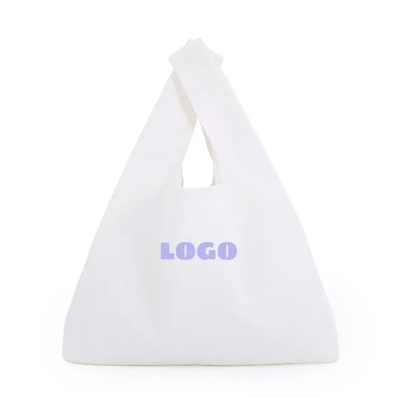 Tas belanja dapat dipakai ulang Logo kustom tas Tote kanvas kapasitas besar dengan saku dalam